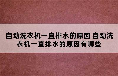 自动洗衣机一直排水的原因 自动洗衣机一直排水的原因有哪些